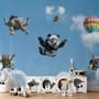 Kids Playful Animal Skydiving Wallpaper Mural