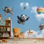 Kids Playful Animal Skydiving Wallpaper Mural