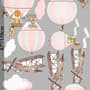 Kids Pink Hot Air Balloon and Brown Aircraft with Clouds Wall Decal Sticker