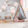 Kids Pink Hot Air Balloon and Brown Aircraft with Clouds Wall Decal Sticker