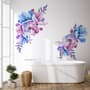 Watercolor Pink Blue Gardenia Floral Bouqets Wall Decal Sticker