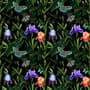 Dark Purple Flowers with Butterflies Wallpaper Mural