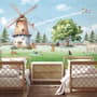 Cute Kids Windmill Farm Animals Wallpaper Mural