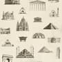 Vintage World Architecture Sketch Wallpaper Mural