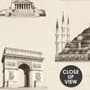 Vintage World Architecture Sketch Wallpaper Mural