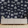 Vintage World Architecture Sketch Wallpaper Mural