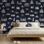 Vintage World Architecture Sketch Wallpaper Mural