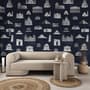 Vintage World Architecture Sketch Wallpaper Mural