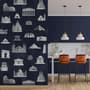 Vintage World Architecture Sketch Wallpaper Mural