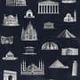Vintage World Architecture Sketch Wallpaper Mural
