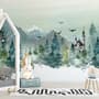 Watercolor Winter Landscape and Fox Wallpaper Mural