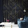 Art Déco Fototapete mit geometrischem Muster und goldenen Linien