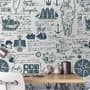 Inked Traveler Map Wallpaper Mural for Children