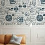 Inked Traveler Map Wallpaper Mural for Children