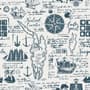 Inked Traveler Map Wallpaper Mural for Children