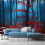 Autumn Forest with Red Leaves Landscape Wallpaper Mural
