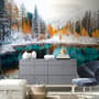 Winter Lake Landscape with Pine Forest Wallpaper Mural