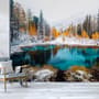 Winter Lake Landscape with Pine Forest Wallpaper Mural