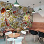 Cartoon Colorful Fast Foods and Pizza Wallpaper Mural