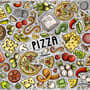 Cartoon Colorful Fast Foods and Pizza Wallpaper Mural