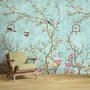 Vintage Kleine Blumen und Vögel Fototapete