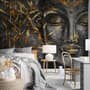 3D Look Concrete Buddha Face and Leaves Wallpaper Mural