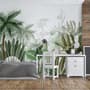 Tropical Cartoon Palm Tree and Banana Leaves Wallpaper Mural