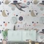 Cat Flying Over The Moon and Stars Wallpaper Mural
