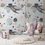 Cat Flying Over The Moon and Stars Wallpaper Mural