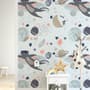 Cat Flying Over The Moon and Stars Wallpaper Mural