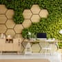 Hexagon Honeycomb Pattern and Fresh Grass Wallpaper Mural