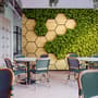 Hexagon Honeycomb Pattern and Fresh Grass Wallpaper Mural