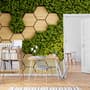 Hexagon Honeycomb Pattern and Fresh Grass Wallpaper Mural