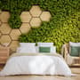 Hexagon Honeycomb Pattern and Fresh Grass Wallpaper Mural