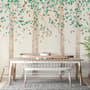Watercolor Style Forest with Green Brown Little Leaves Wallpaper Mural