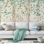 Watercolor Style Forest with Green Brown Little Leaves Wallpaper Mural