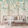 Watercolor Style Forest with Green Brown Little Leaves Wallpaper Mural