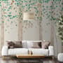 Watercolor Style Forest with Green Brown Little Leaves Wallpaper Mural