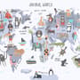 World Map with Cartoon Animals  Kids Wallpaper Mural