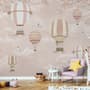 Kids Pink Hot Air Balloon and Cherry Blossom Wallpaper Mural