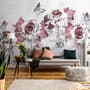 Elegant Floral with Little Butterfly Wallpaper Mural