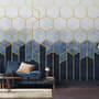Geometric Dark Blue Honeycomb Wallpaper Mural
