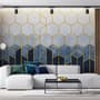 Geometric Dark Blue Honeycomb Wallpaper Mural