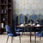 Geometric Dark Blue Honeycomb Wallpaper Mural