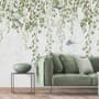 Green Hanging Leaves with Colorful Birds Wallpaper Mural