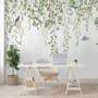 Green Hanging Leaves with Colorful Birds Wallpaper Mural