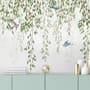 Green Hanging Leaves with Colorful Birds Wallpaper Mural