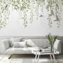 Green Hanging Leaves with Colorful Birds Wallpaper Mural