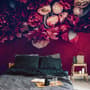 Red Dahlia Rose Floral Bouqet Wallpaper Mural