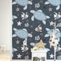 Sea Turtle and Zebrafish Wallpaper Mural
